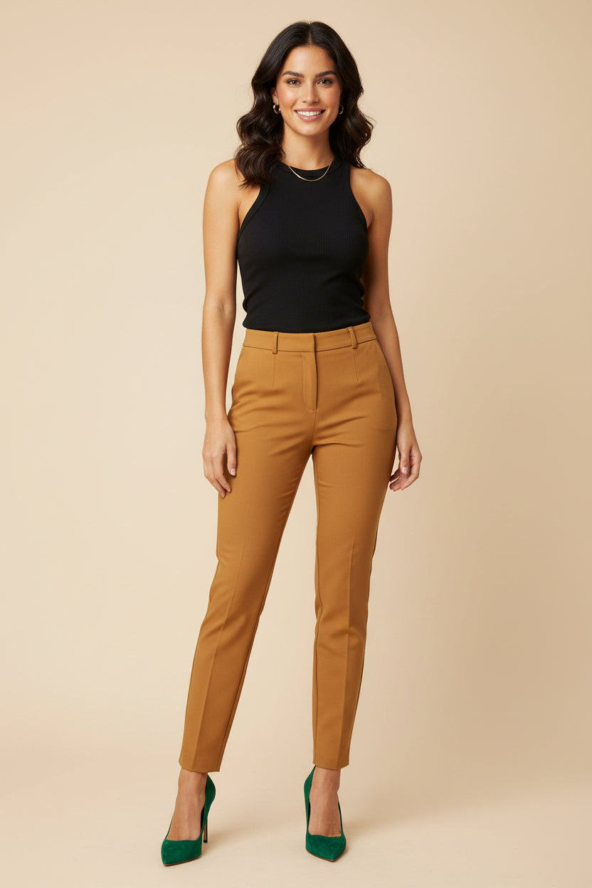 Ports 1961 – Brown Silk Trousers – Made in Italy – 100% Silk – Size 36