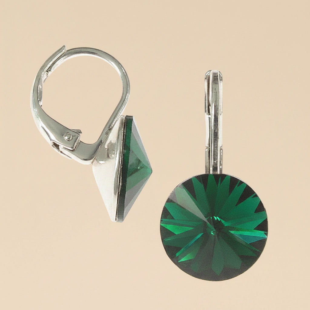 Green Stone Drop Earrings – Fashion Jewellery – – 2 cm