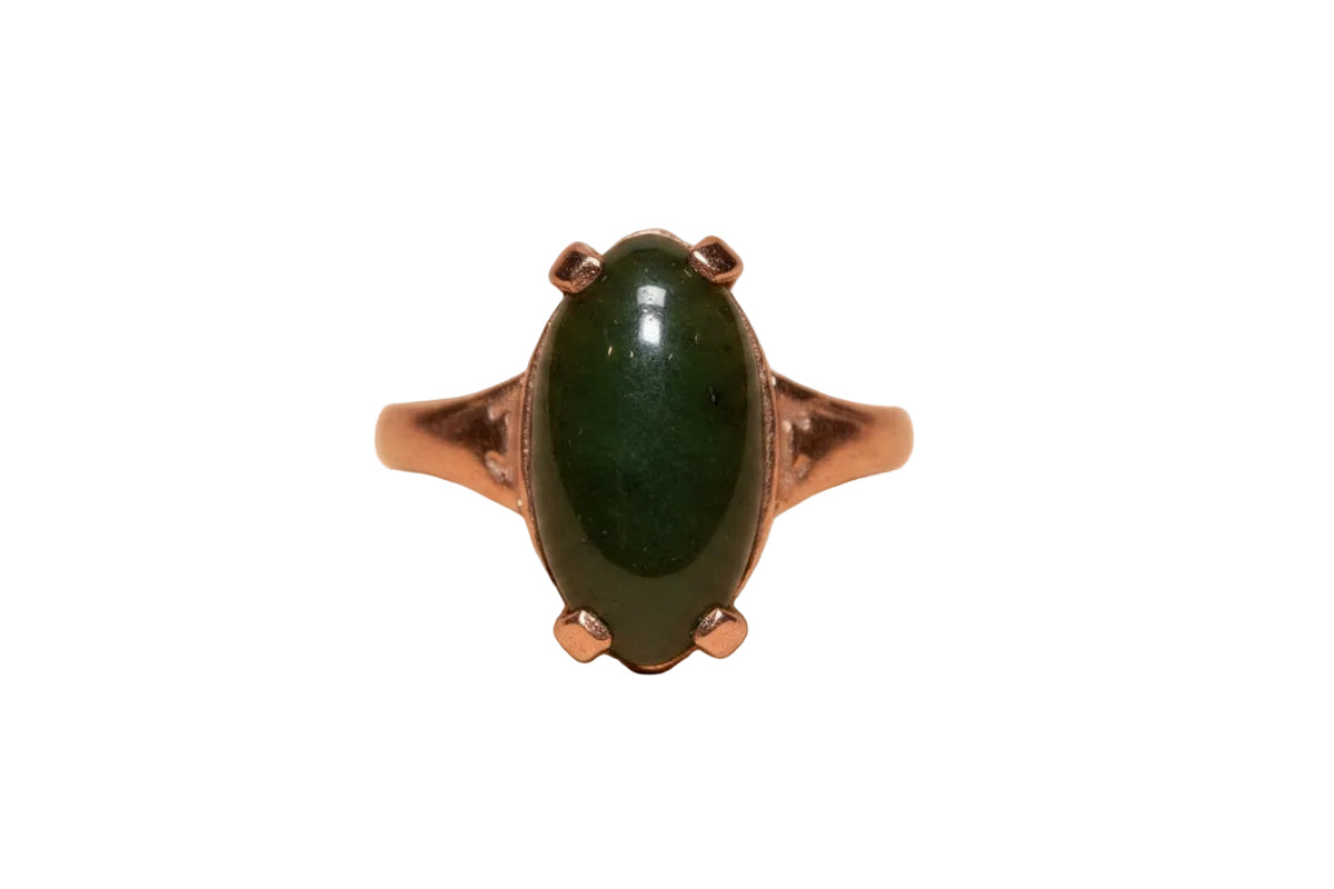 Vintage Jade Ring – Sterling Silver – Size 54 – Green – Antique Style
