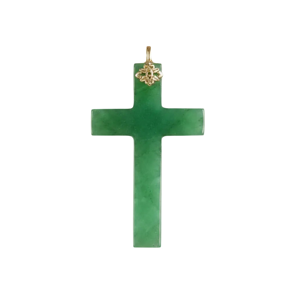 Vintage Jade Cross Pendant – Green – Filigree Design – Vintage Jewellery