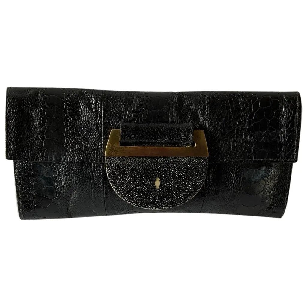 R+Y Augousti – Exotic Leather Clutch aus Rochenleder und Gold