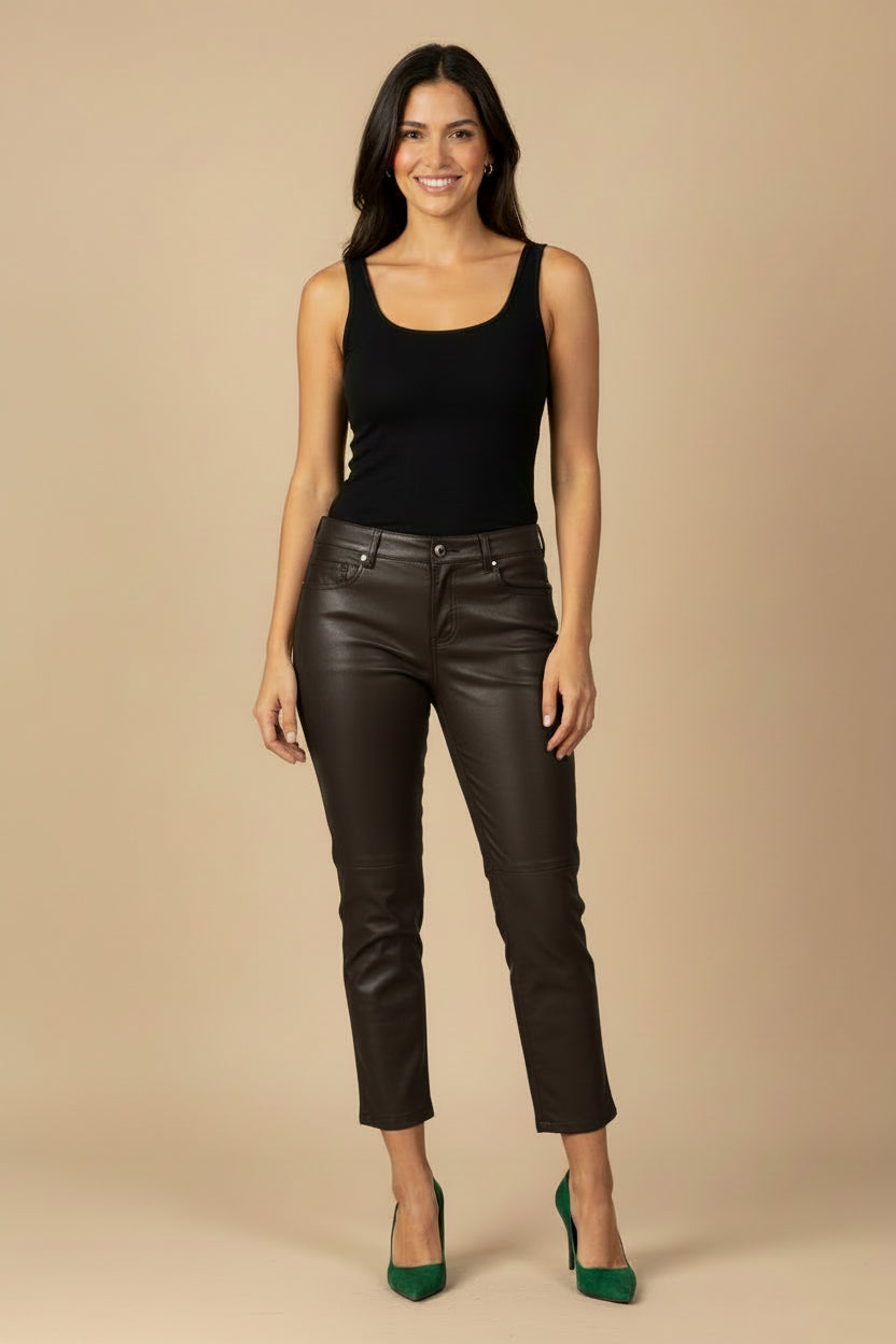 Prada Milano Leather Trousers – Italian Size 42 / EU 36 – Brown – Lambskin