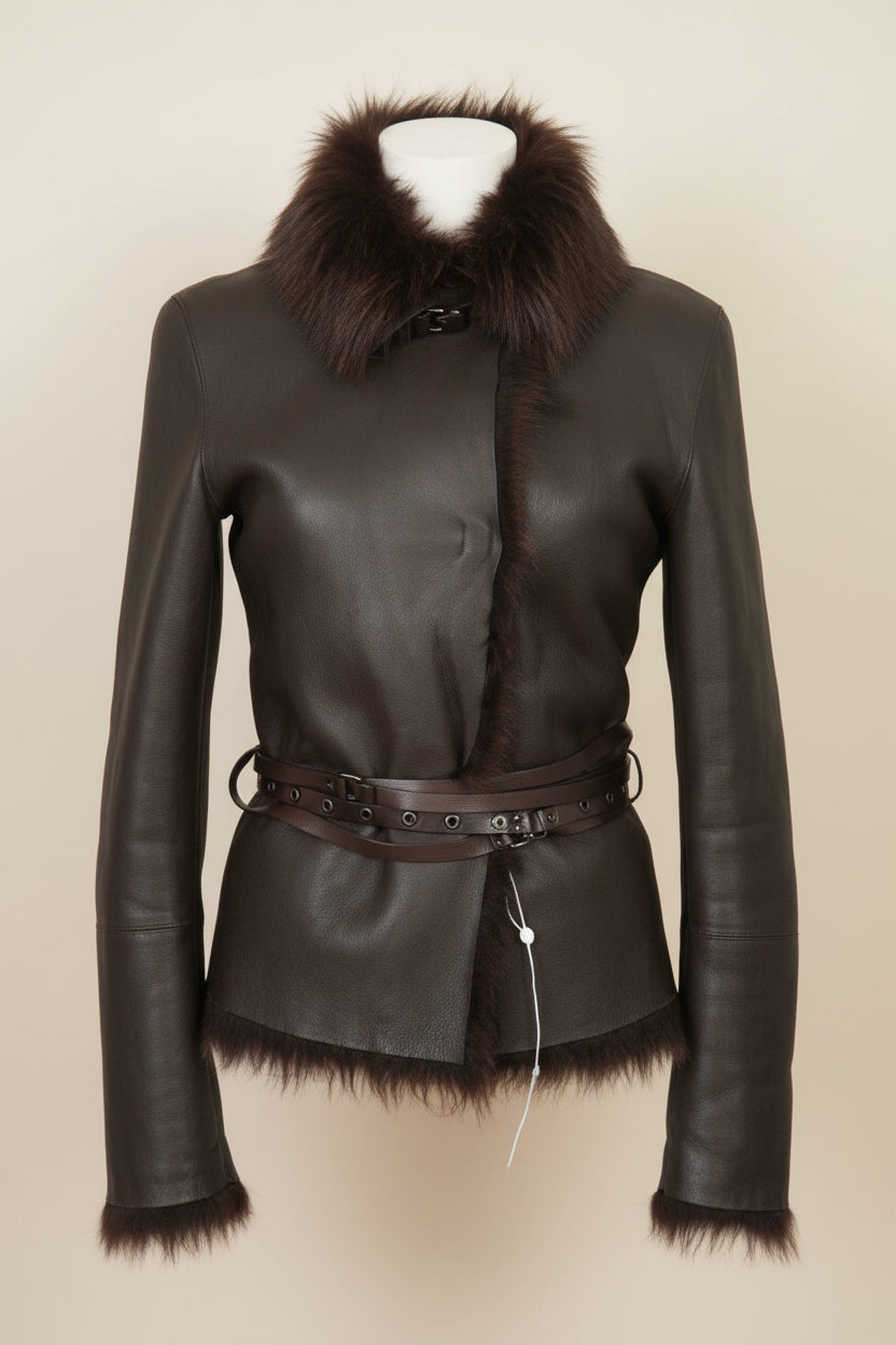 GUCCI Shearling Biker Jacket – Size DE 36 / IT 42 – Brown