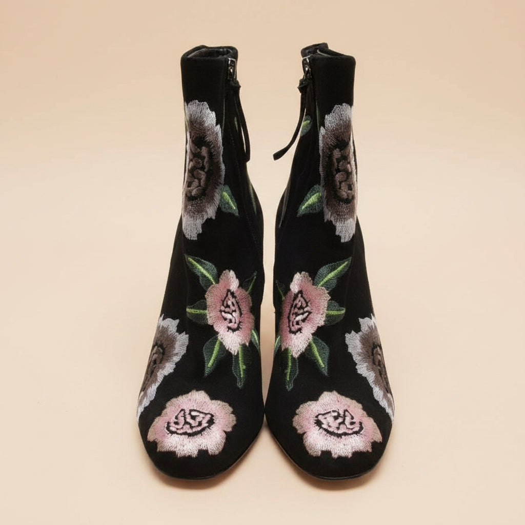 Rebecca Minkoff – Black Velvet Ankle Boots – EU 41 – Leather – 10.5 cm Heel