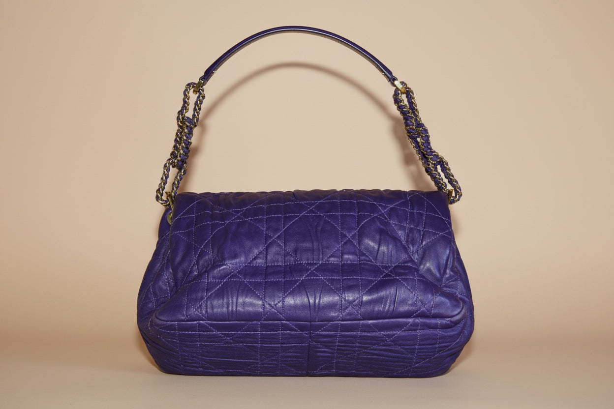 Christian Dior Cannage Quilted Lambskin Shoulder Bag – Aubergine Purpl