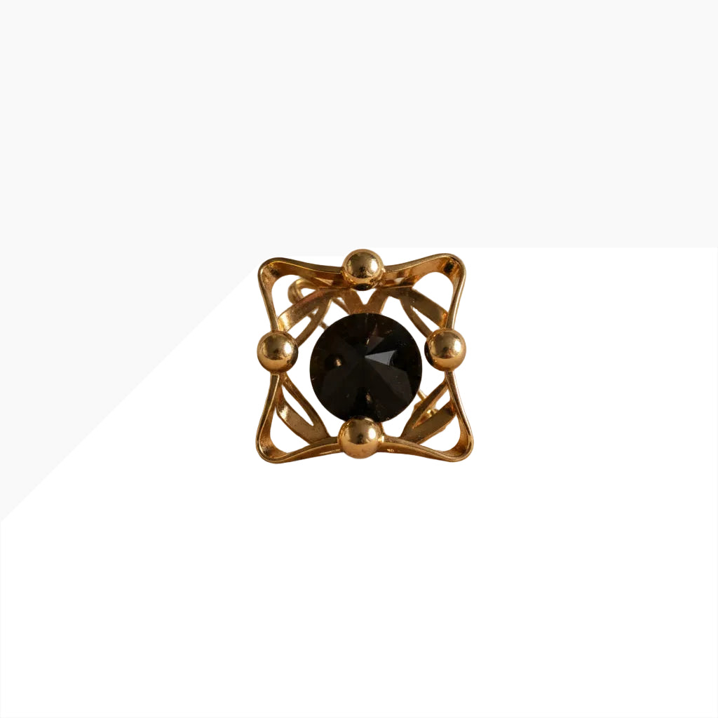 LOEWE Gold-Tone Brooch – Made in Spain –-Tone Brooch with Carved Onyx