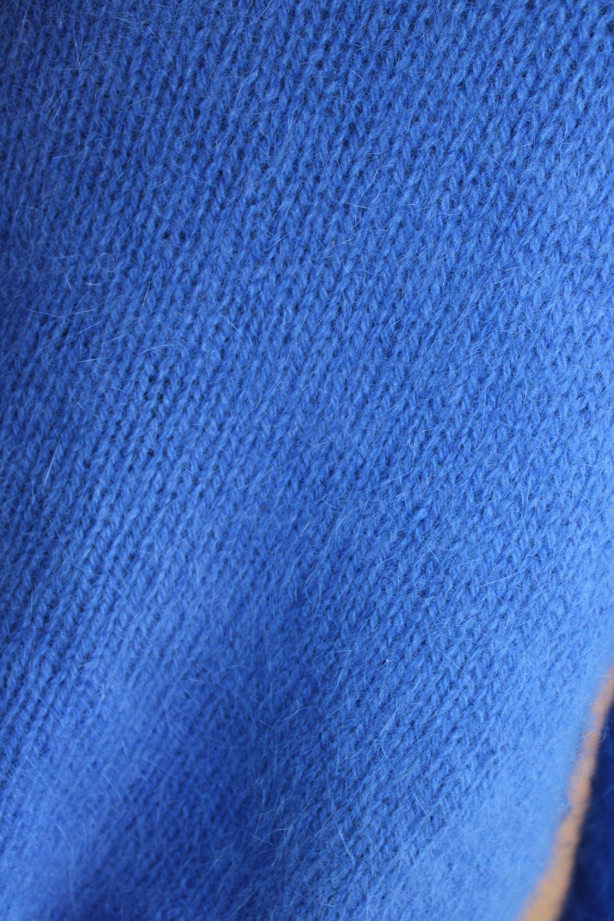 Handmade 100% Angora Turtleneck Sweater – Blue, Size XS (EU 34)