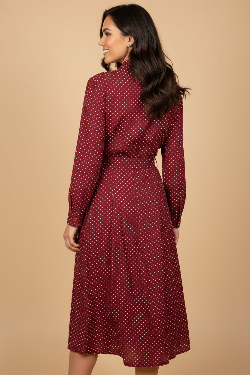 Vintage Silk Polka Dot Dress – Red & White – Size 34/36