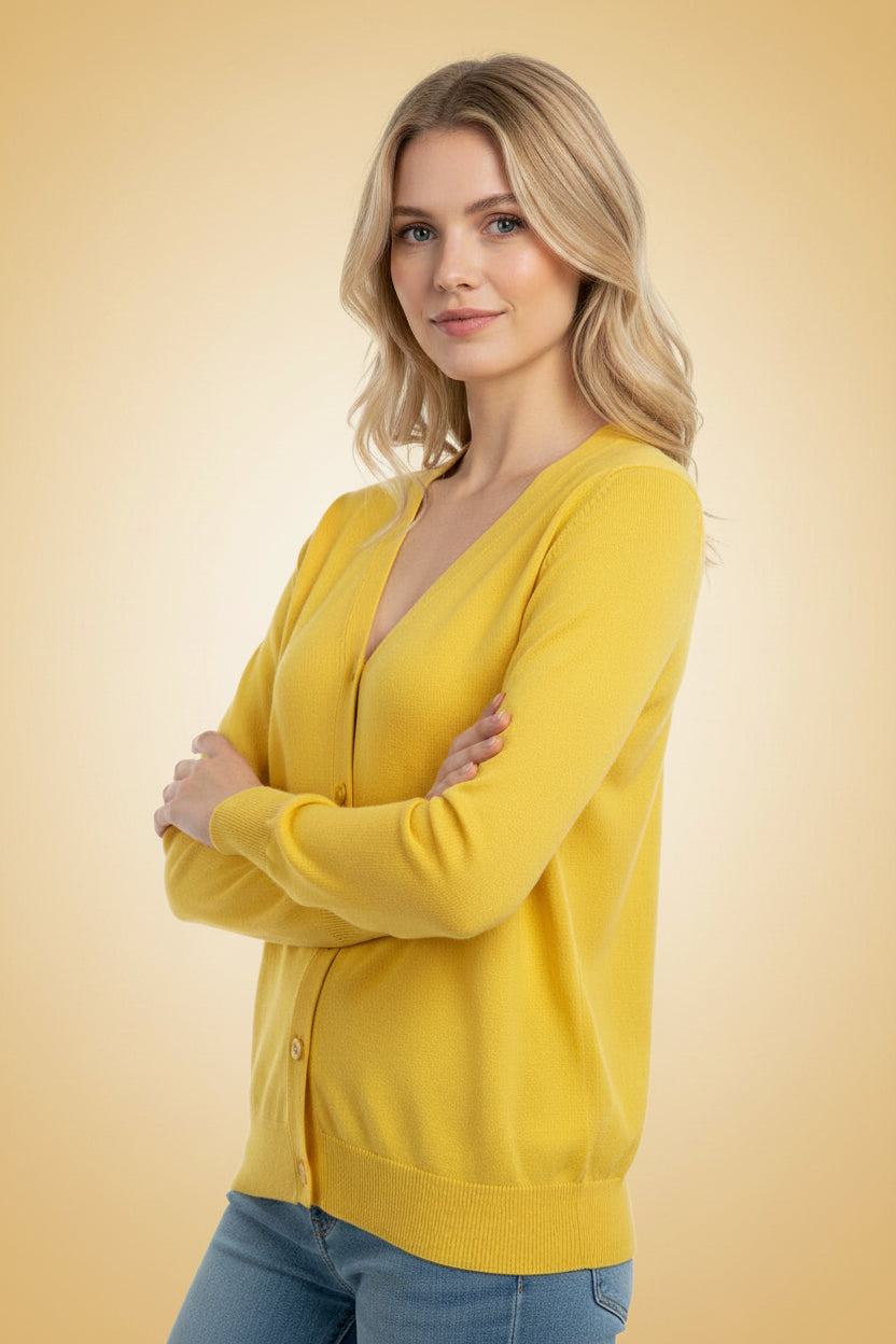 Witty Knitters Cardigan Color: Yellow Size M 38 100% cotton