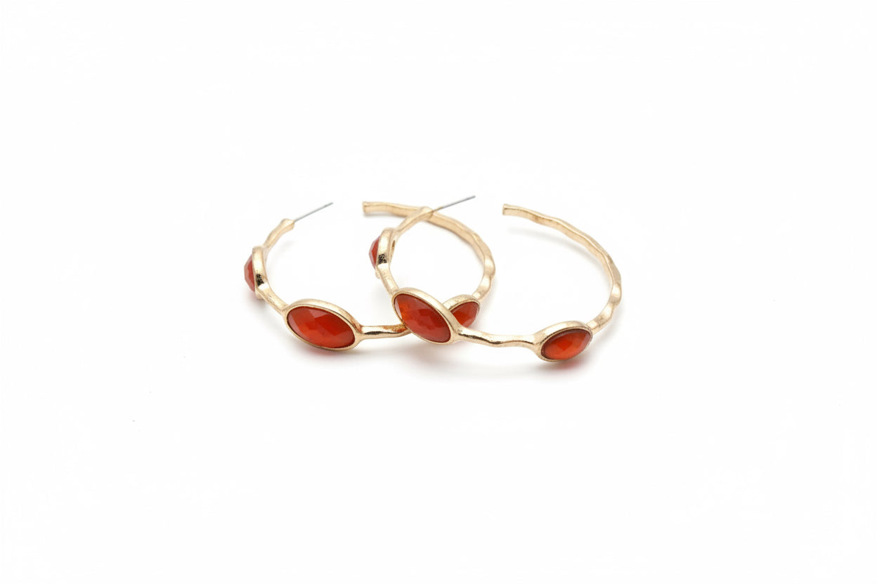 Hoop earrings Colors: Gold & red
