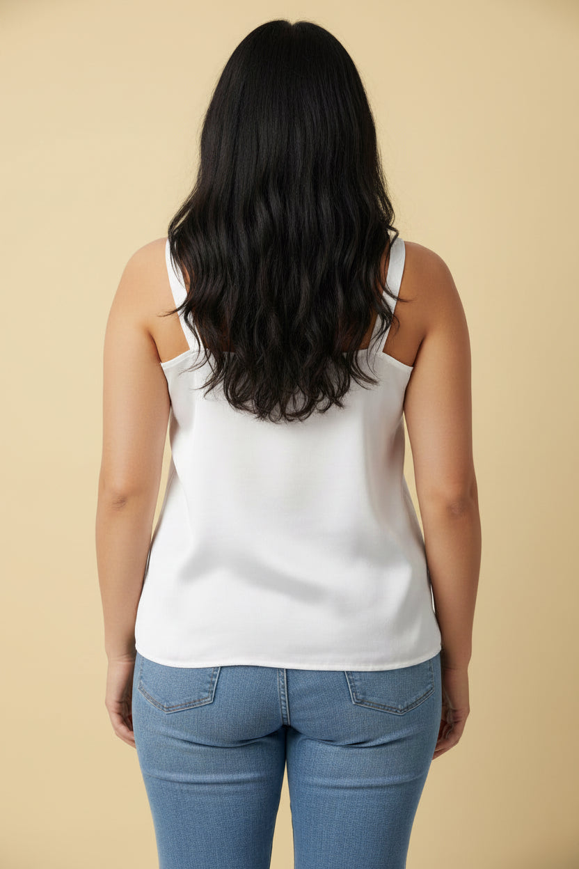 Top silk size 46 white vintage 1990