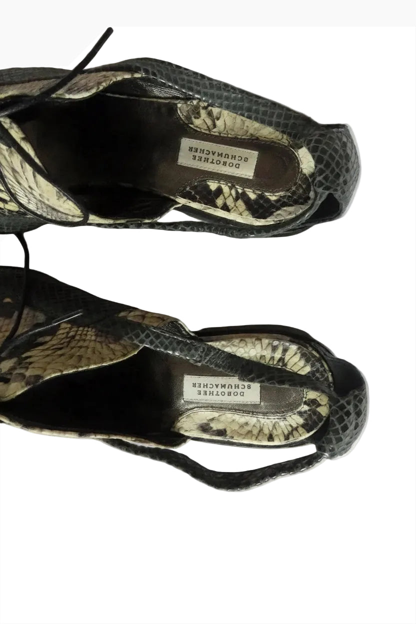 Dorothee Schumacher Snake-Print Leather Ballerina Flats – Size 40