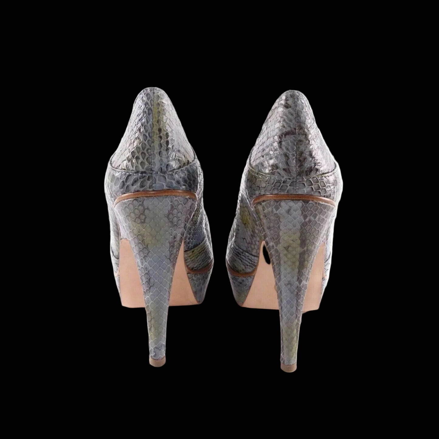House of Harlow 1960 — Blue Snake-Embossed Pumps — front view | Rent designer fashion at Laura Messerschmitt Berlin