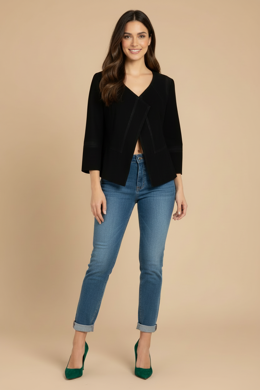 Drykorn black suede biker jacket with fringe hem — rent from Laura Messerschmitt, Berlin stylist