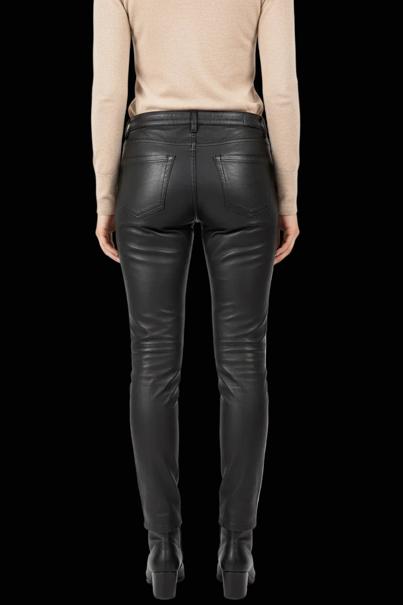 Yves Saint Laurent Italian lambskin trousers in black, straight-leg silhouette