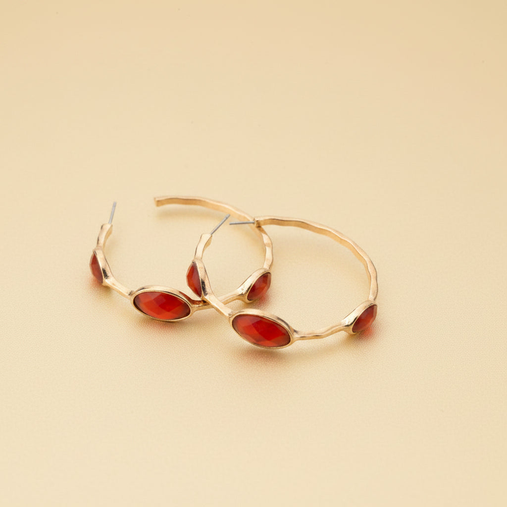 Hoop earrings Colors: Gold & red
