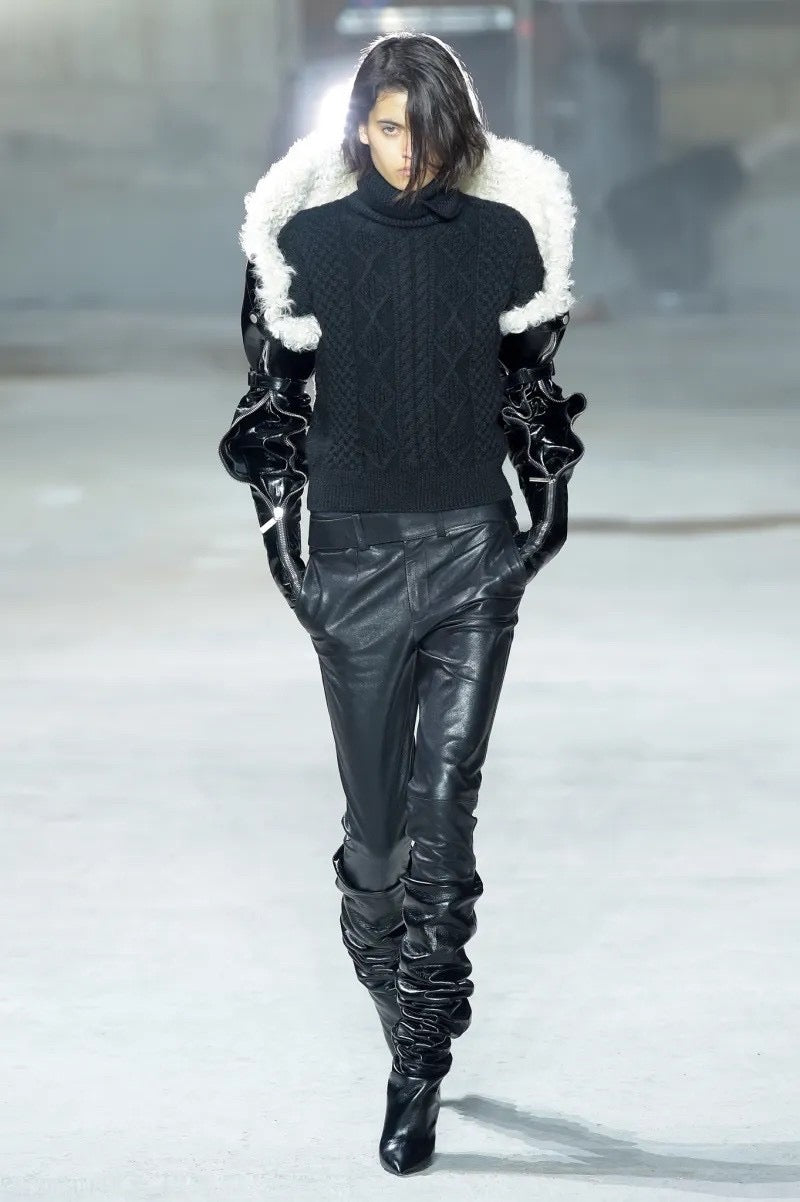 Saint Laurent Fall 2017 runway leather trousers look 6 — view 2
