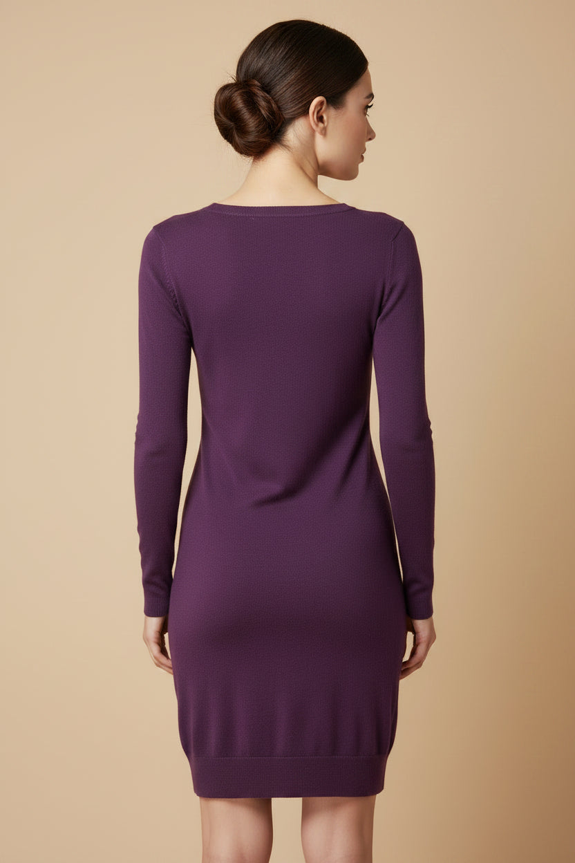 Unger Hamburg Pure Cashmere Knit Dress – Purple – Size S