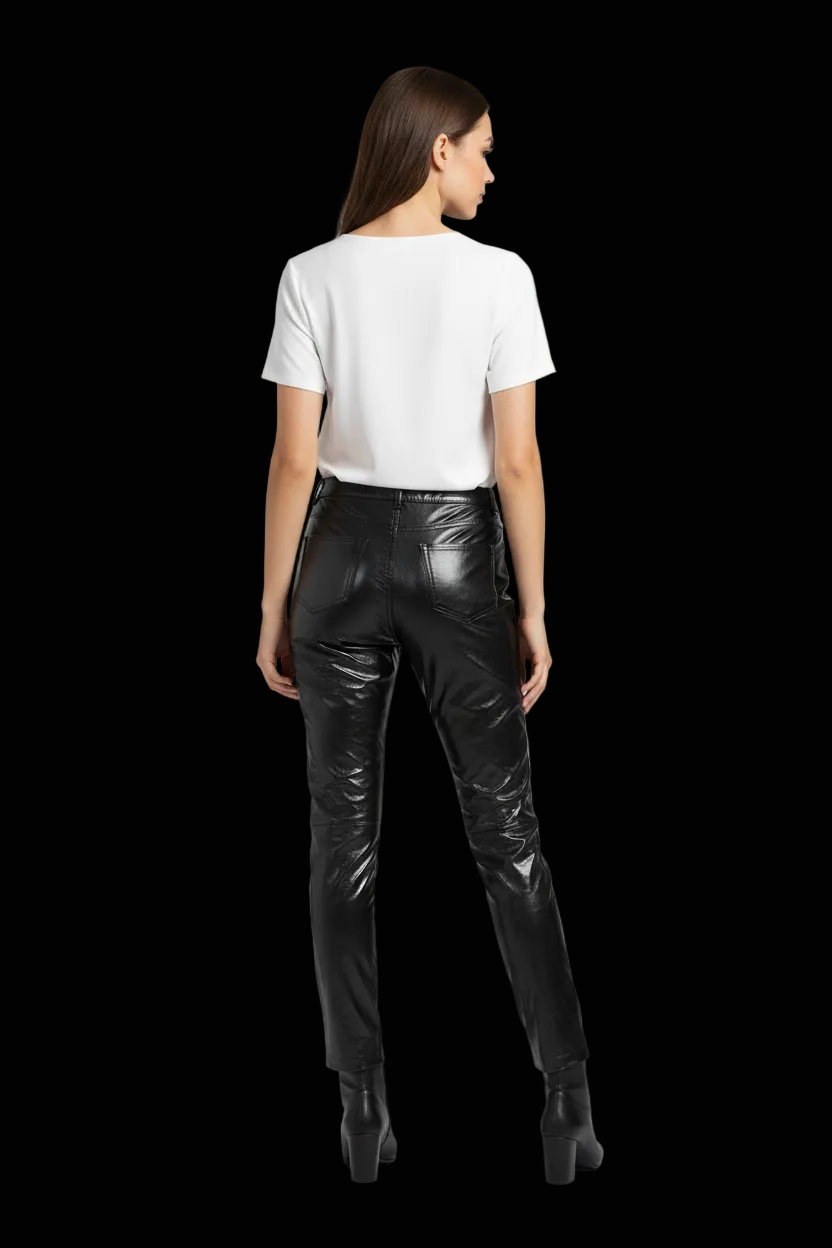 Pinko — Patent Leather Skinny Trousers in Black