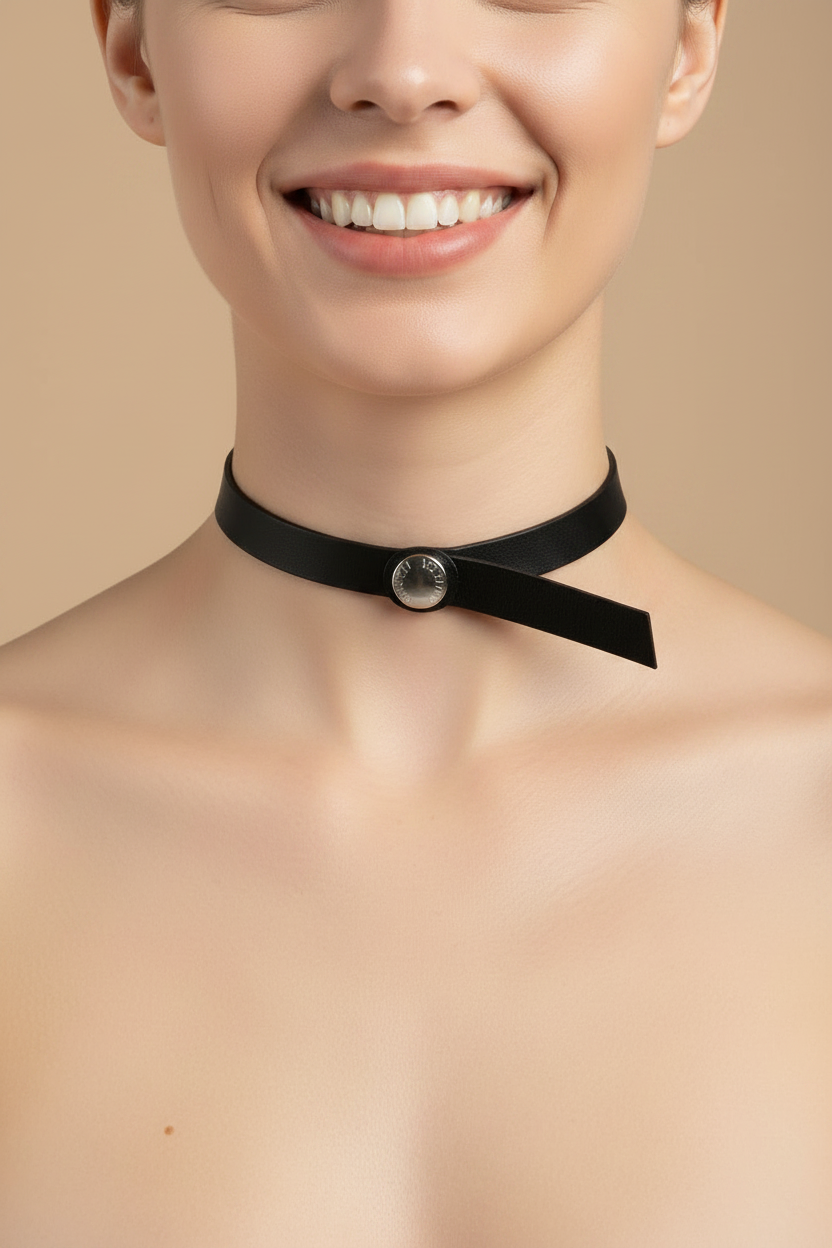 Prada – Black Leather Bow Choker Necklace