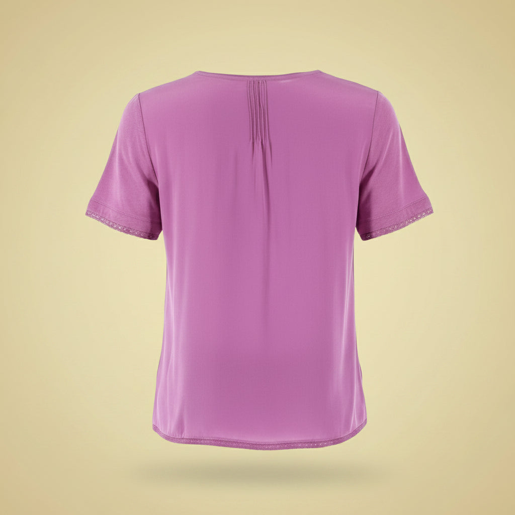 Mulberry — Silk-Linen Short-Sleeve Top in Berry