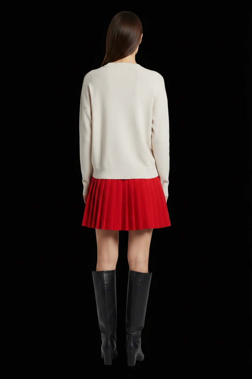 Stefanel — Pleated Wool Knit Mini Skirt in Red