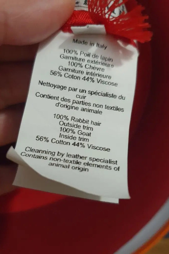 Hermès — Red Rabbit Felt Wide-Brim Hat — detail view