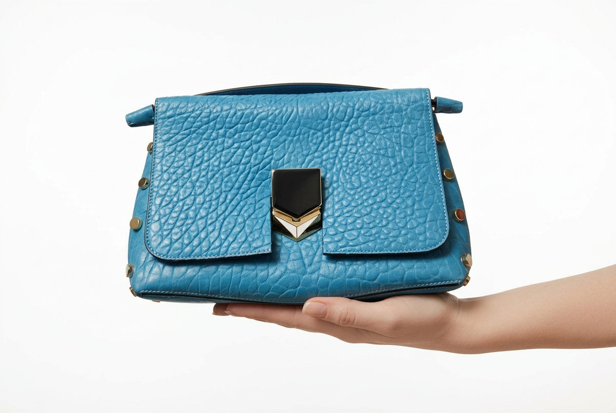 Jimmy Choo — Lockett Bag in Blue Leather — front view | Rent designer fashion at Laura Messerschmitt Berlin