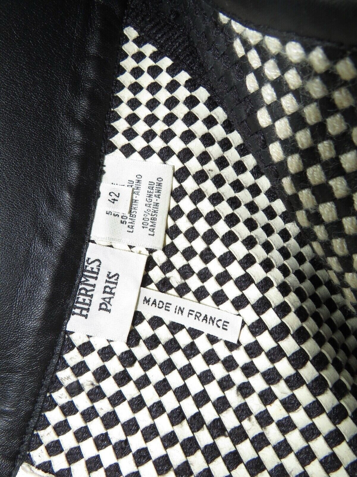 Hermès — Woven Lambskin & Silk Skirt in Black & White — additional view 5