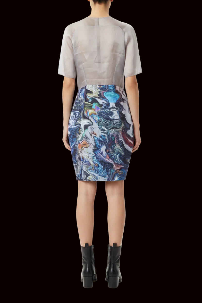 Tiger of Sweden — Silk Printed Dress in Blue Multi