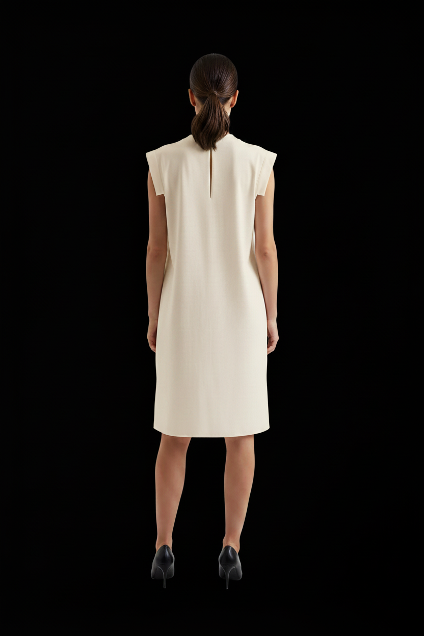 AllSaints — Silk Cap-Sleeve Shift Dress with High-Low Hem in Dove Grey