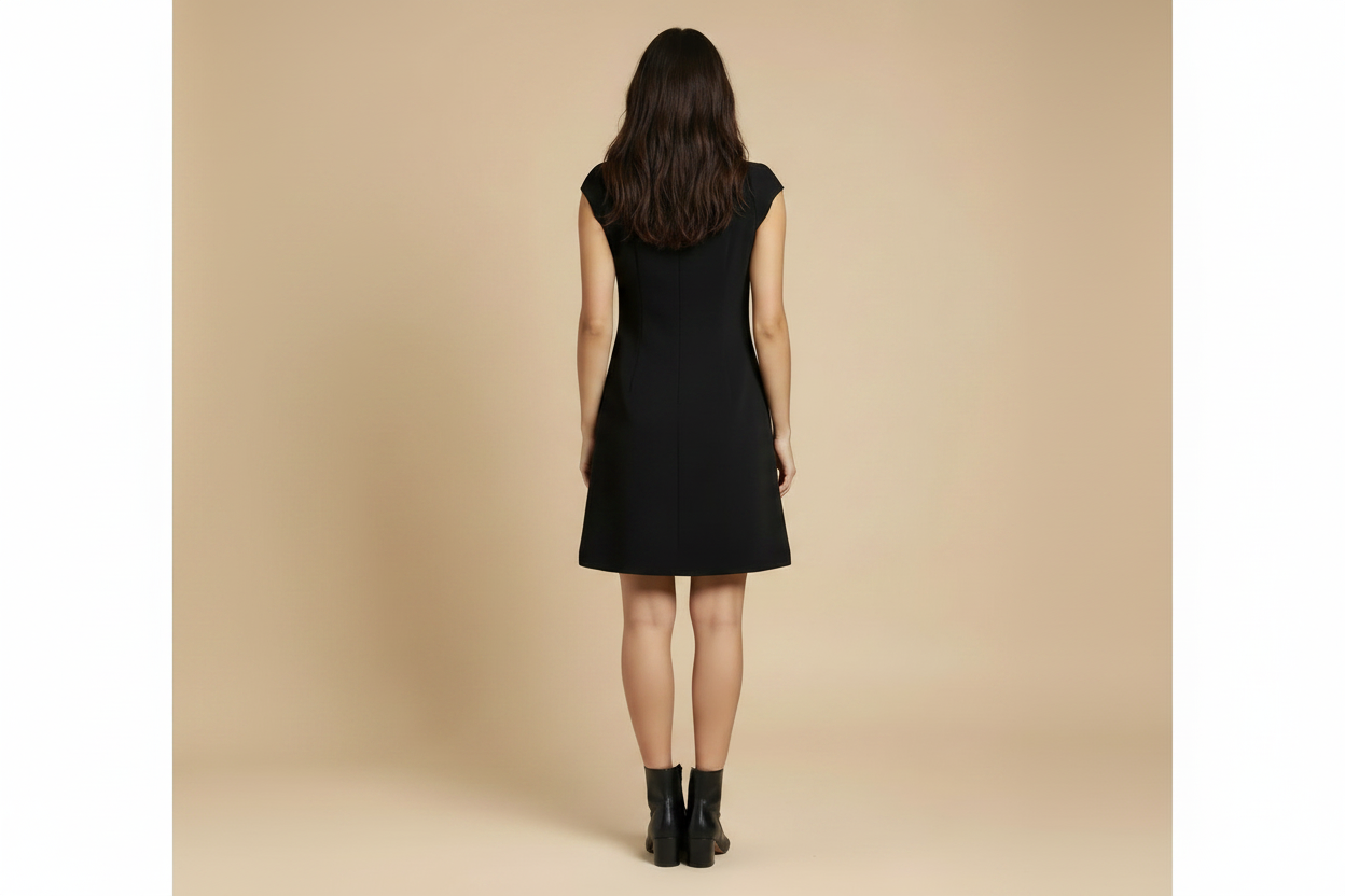 Comptoir des Cotonniers - Black A-Line Dress with Button Detail