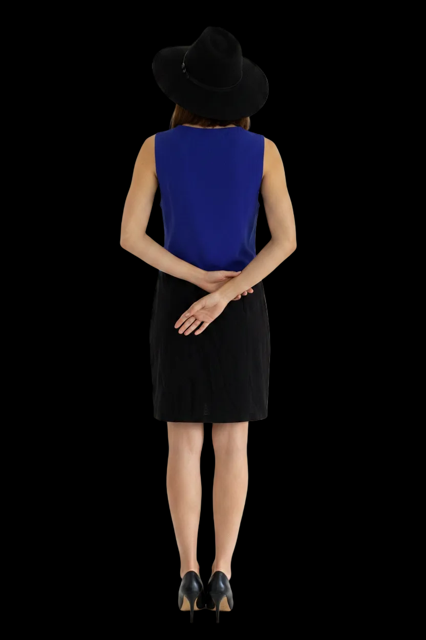 Promod — Colour-Block Sheath Dress in Cobalt & Black