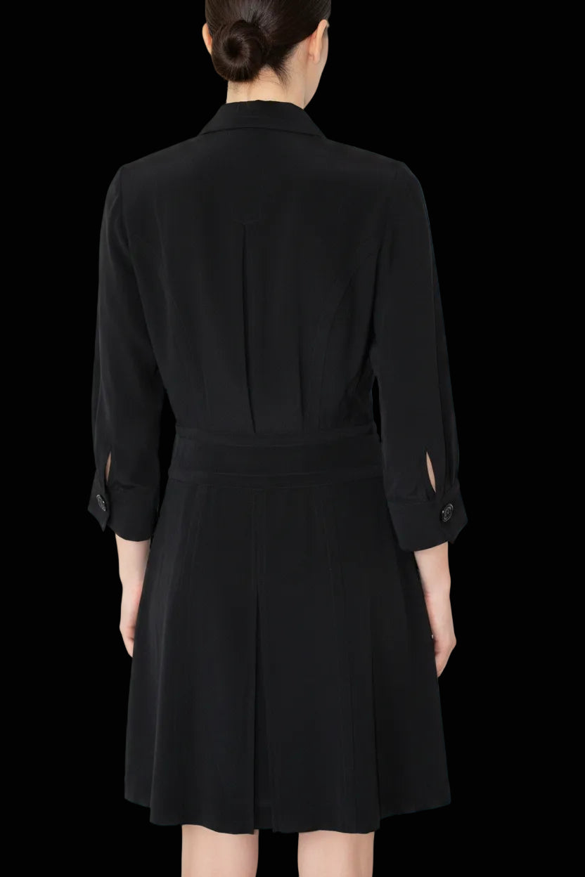 Barbara Bui silk belted shirtdress in black — view 3