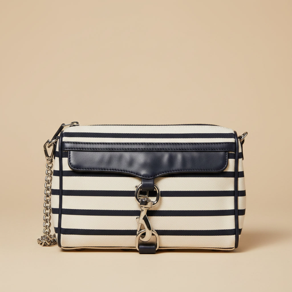 Rebecca Minkoff Mini Mac Crossbody Bag – Navy & Cream Stripes