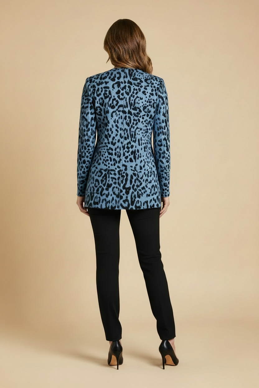 GC Fontana Leopard Print Longline Cardigan – Blue – Size EU 38