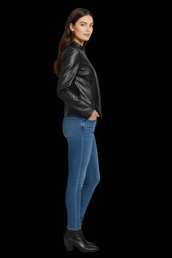 Caché — Leather Biker Jacket in Black
