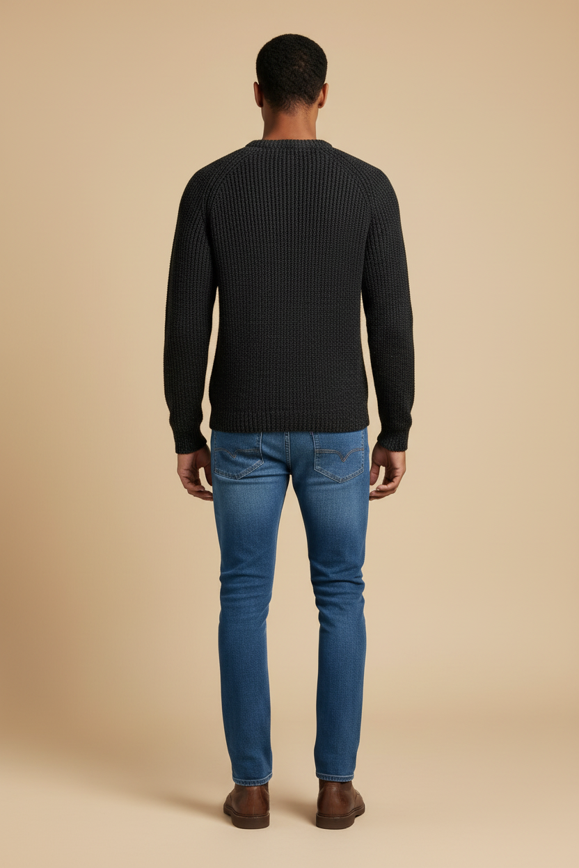 Saint Laurent Pure Wool Chunky Knit Sweater – Charcoal Mélange – Size M