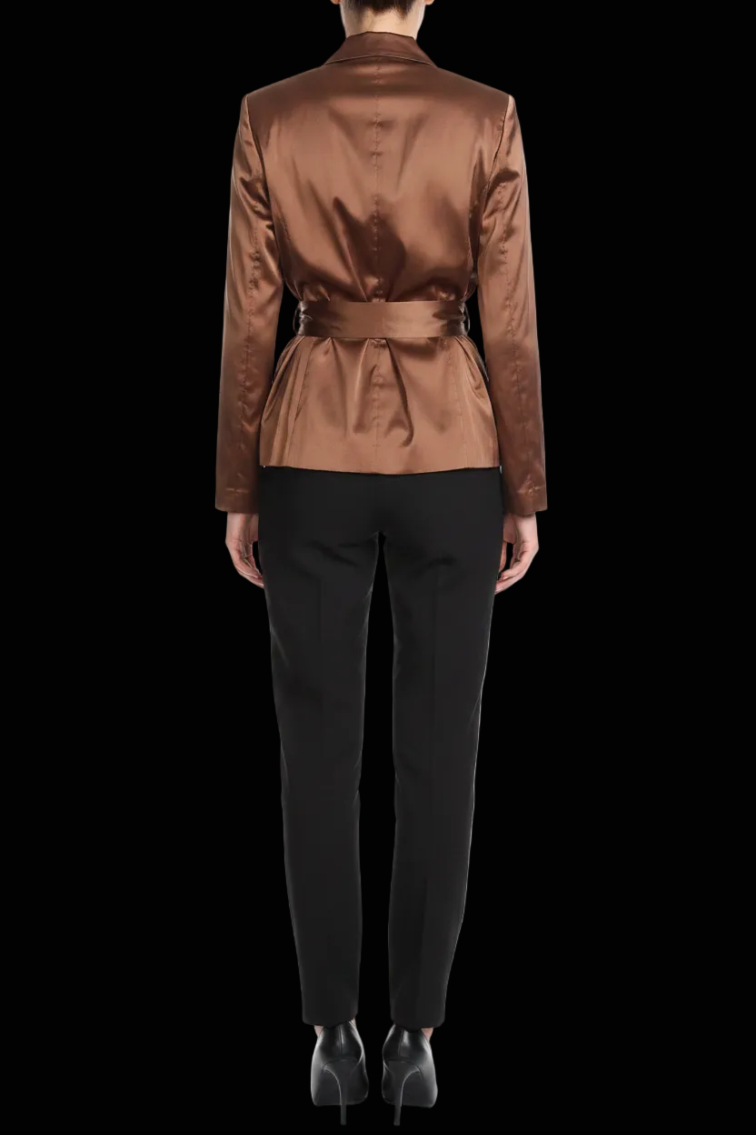 René Lezard — Vegan Satin Blazer in Copper Brown (New)