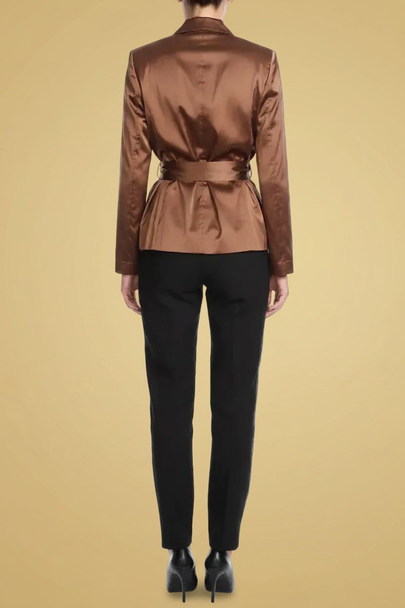 René Lezard — Vegan Satin Blazer in Copper Brown