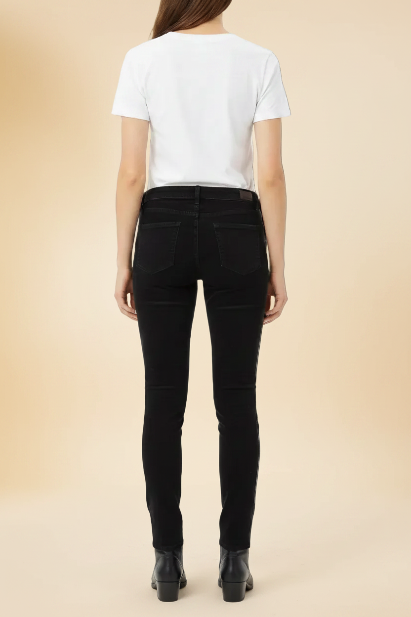 Paige — Corduroy Skinny Trousers with Zip Pockets in Black