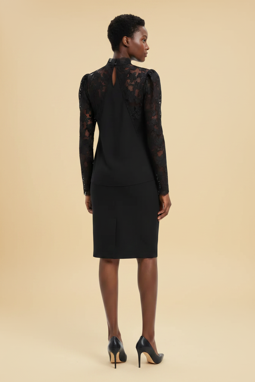 RAVN — Silk & Lace Blouse in Black