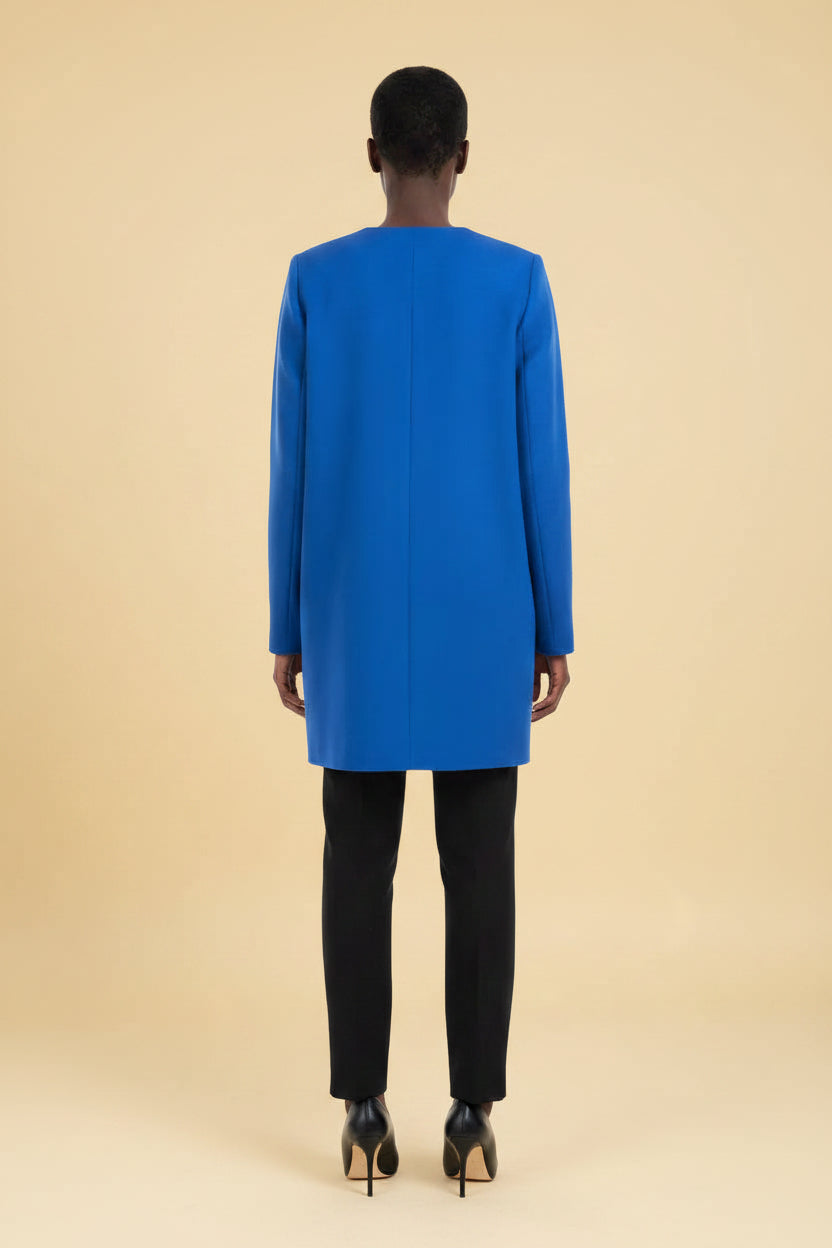 Longchamp blue coat front detail