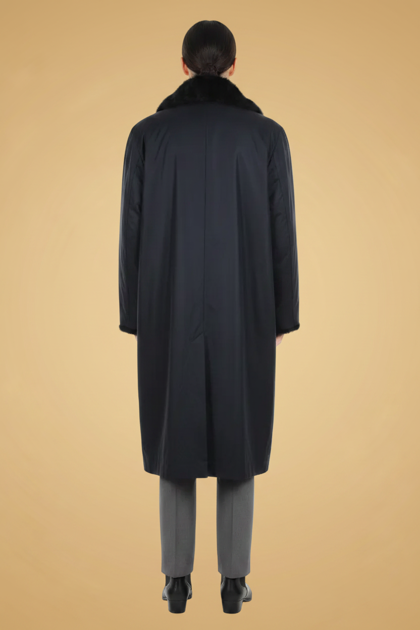 Jobis — Shearling-Lined 2-in-1 Trench Coat in Black