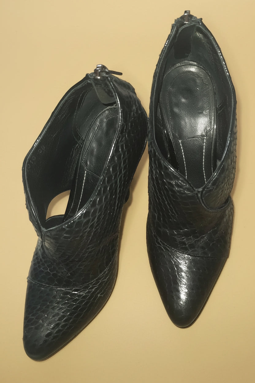 Christian Dior python leather ankle booties with stiletto heel — view 1
