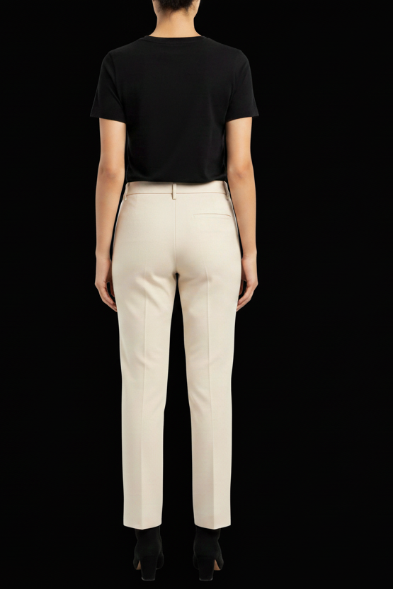 Dolce & Gabbana — Gold Lurex Cotton Cigarette Trousers in Cream