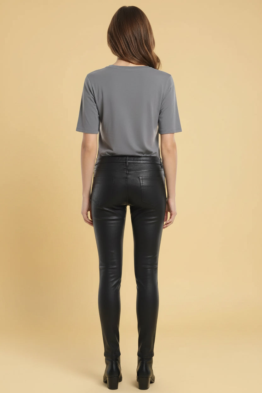 Diesel Black Gold black lambskin leather trousers side view