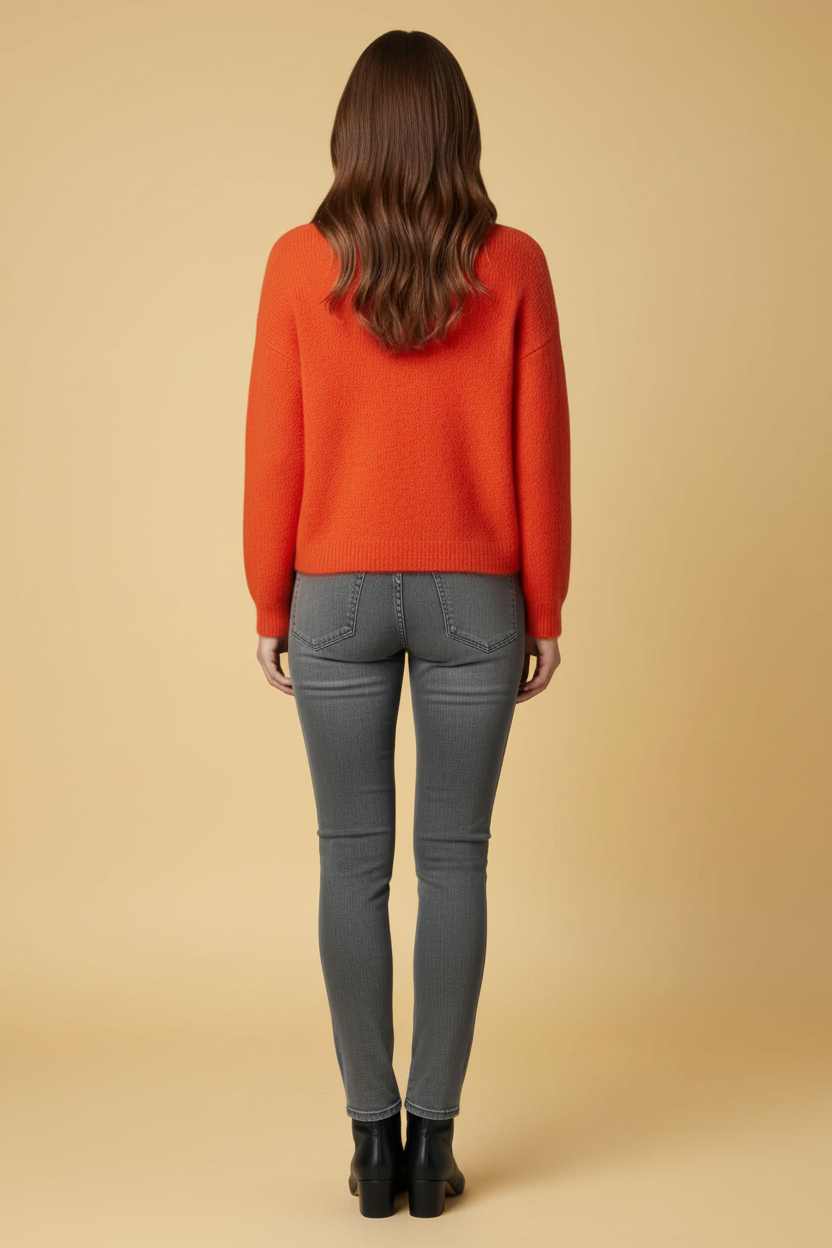 Closed — Alpaca Boatneck Sweater in Orange