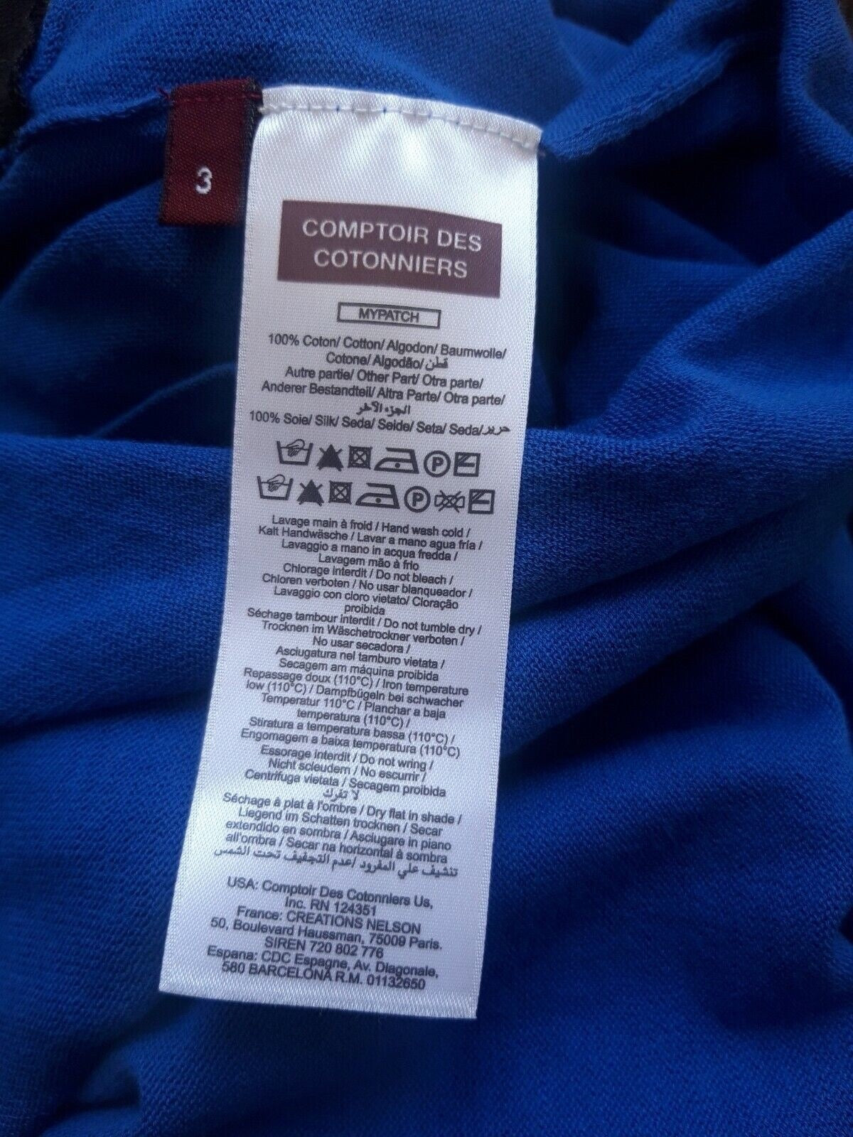 Comptoir des Cotonniers cobalt blue silk top detail