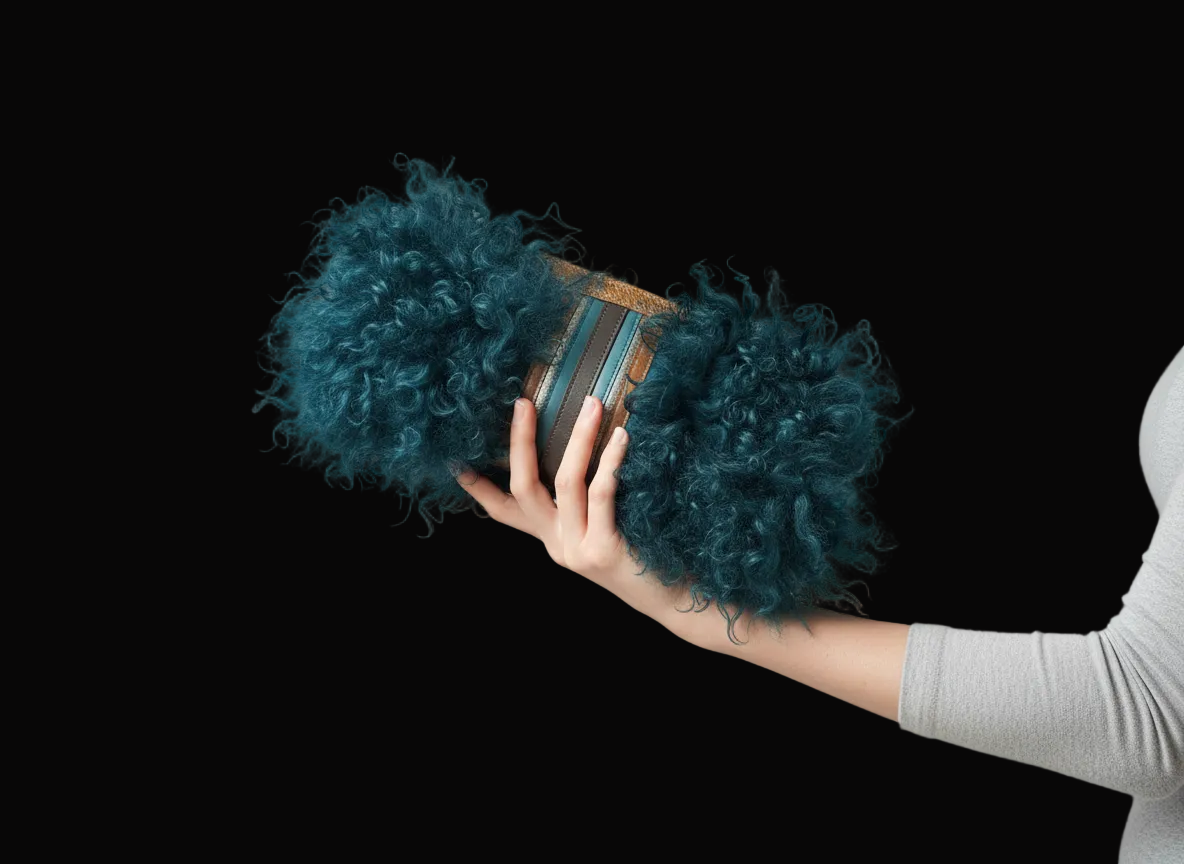 Longchamp — Tibetan Lamb Fur Clutch — front view